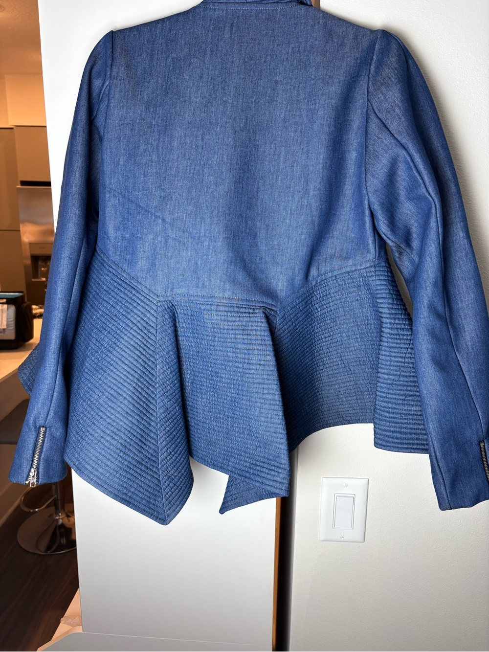 Gracia Designer Asymmetrical Jacket | Sculptural Blue Statement Blazer | Size M - Picture 12 of 14